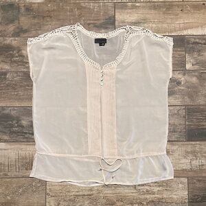 i jeans by Buffalo Cream Sheer Blouse with Lace Accents
